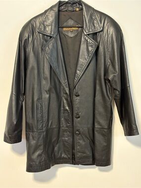 Rock Creek Black Leather Longline Coat-Style Jacket